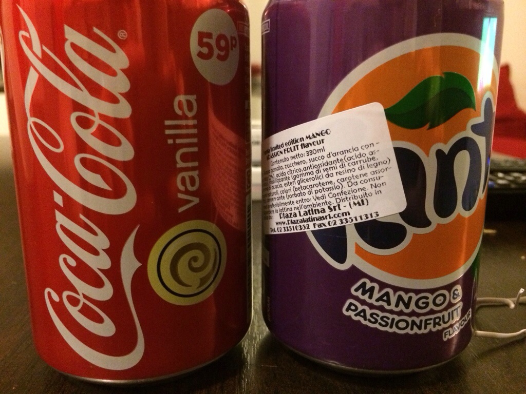 Coca-Cola alla vaniglia e Fanta mango & passion fruit 
